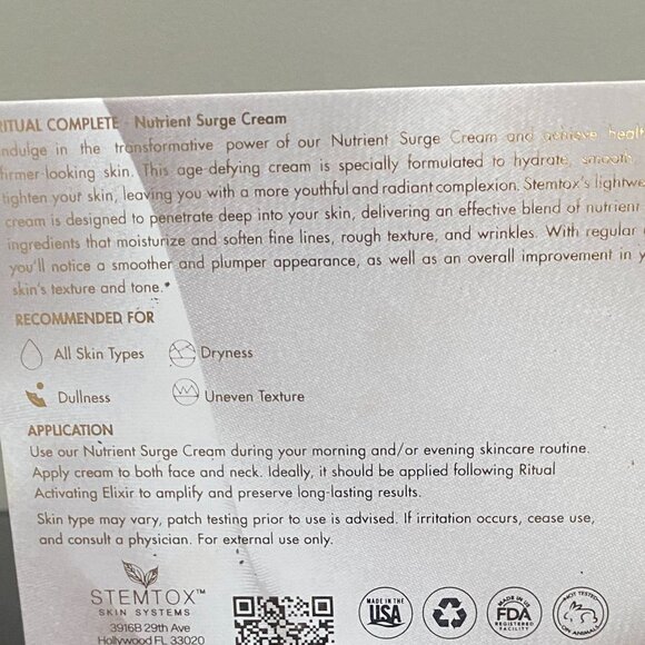 STEMTOX SKIN SYSTEM RITUAL COMPLETE NUTRIENT SURGE CREAM-3.38oz/100ml-NEW-SEALED - Picture 5 of 5